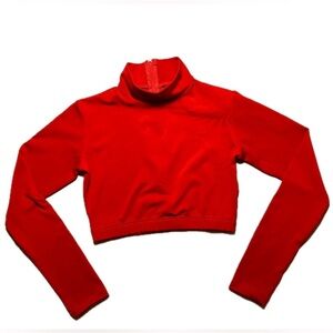 Chasse Cheer Adult Medium red long sleeve crop top dance zipper back